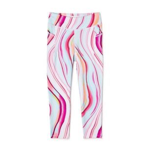 Avia Little Girls Sz Small 6-6X Leggings Pink White Pastel Pockets Toddler Girls